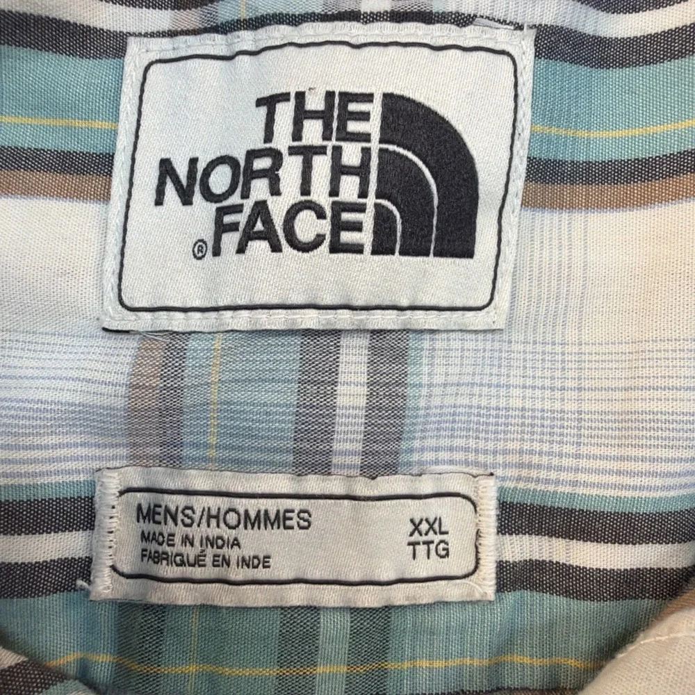 The North Face Shirt‎ Mens 2XL Outdoor Hiking Button Up Green Plaid Short Sleeve